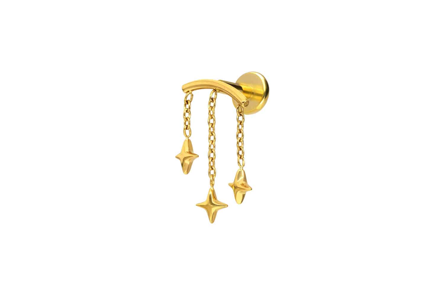 Titan Labret Piercing mit Push Fit BOGEN + 3 STERNE